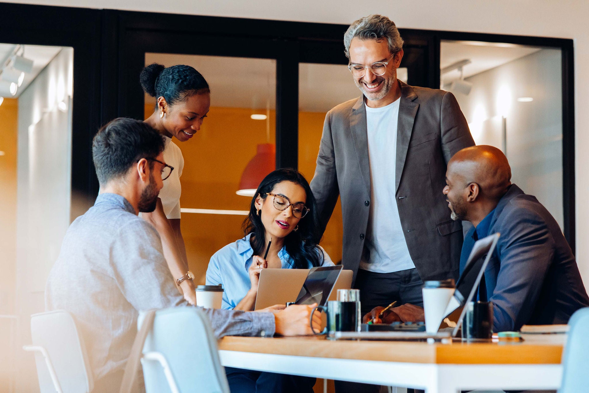 Team meeting of professionals in an office
