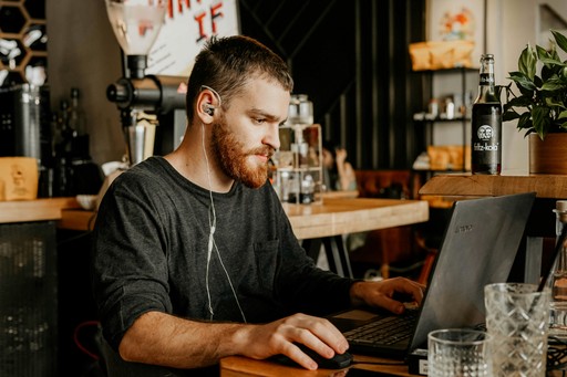 Remote freelancer workspace with laptop