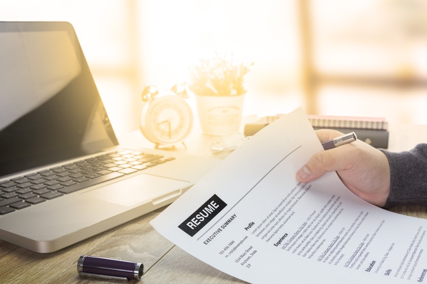 Filling out a job application form